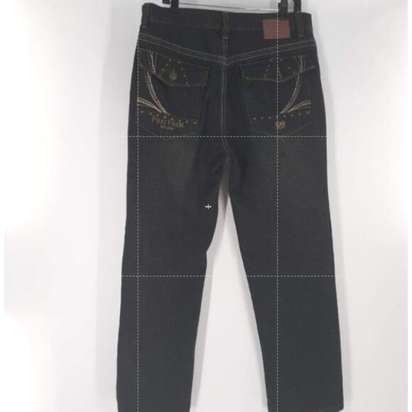 Phat Farm Jean Men 36X32 Classic Fit Flat Front Chino Dark Wash Streetwear Denim - Picture 3 of 9